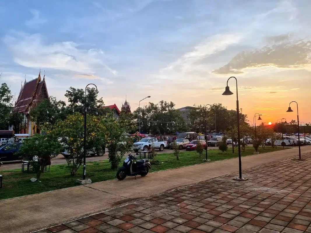 An image of the Bueng Kan Walking Street markets.