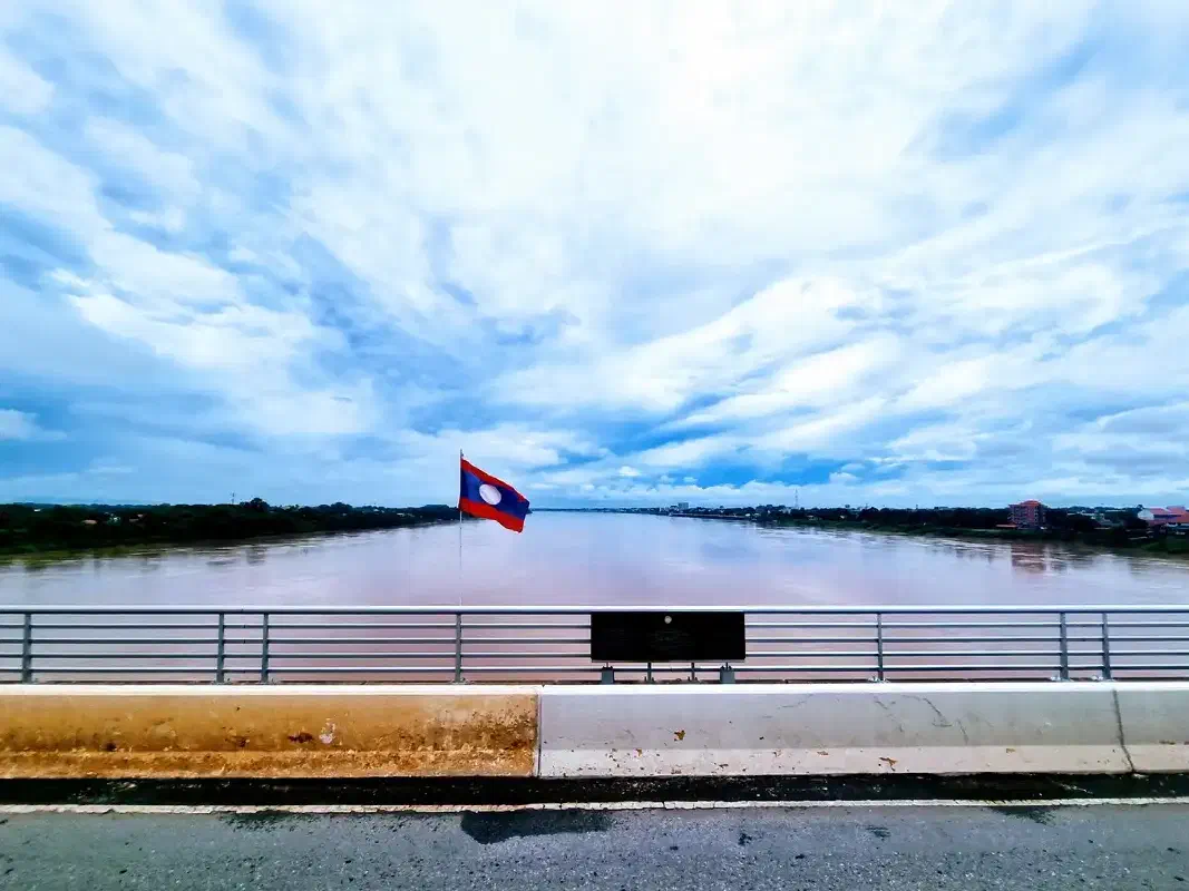 An image of the Thai/Australian friendship bridge, connecting Nong Khai (Thailand) with Vientiane (Laos).