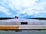 An image of the Thai/Australian friendship bridge, connecting Nong Khai (Thailand) with Vientiane (Laos).