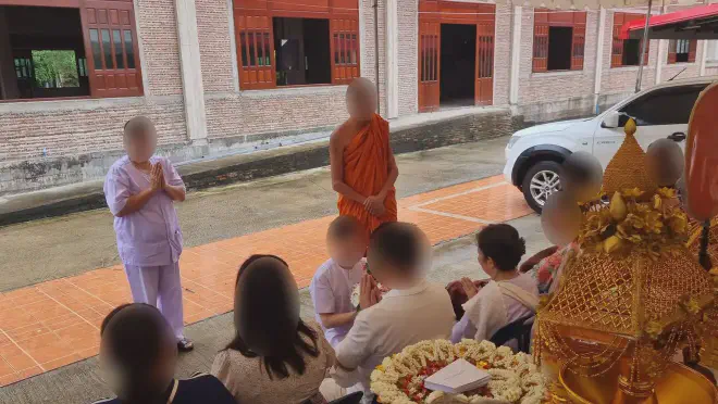 “Presentation between the soon-to-be-monk and family”